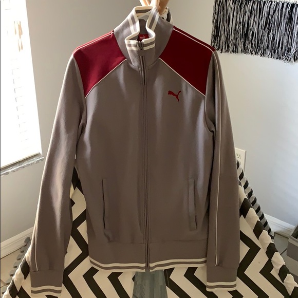 mens burgundy puma tracksuit
